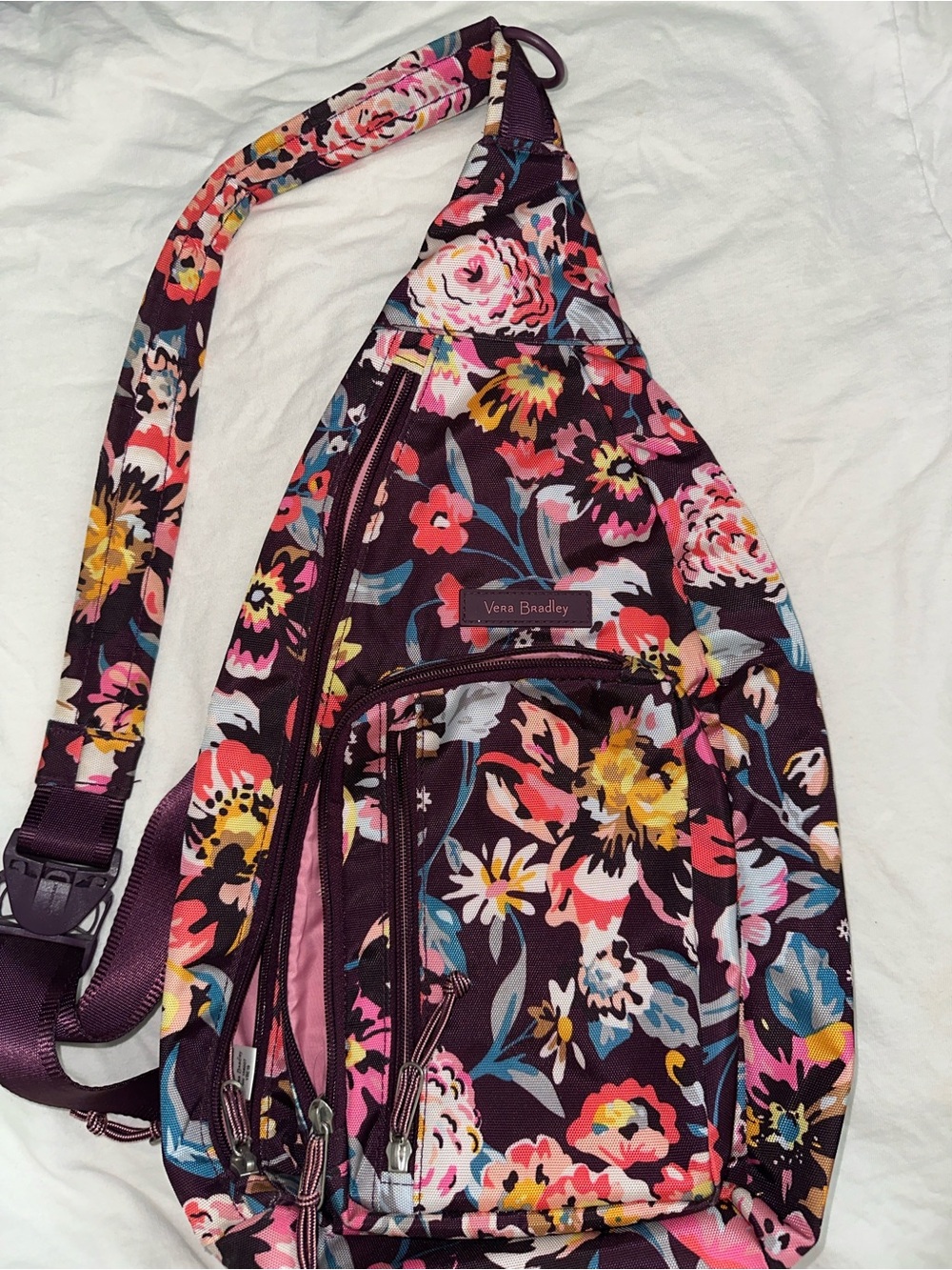 Vera Bradley Plum Floral Sling Crossbody Bag